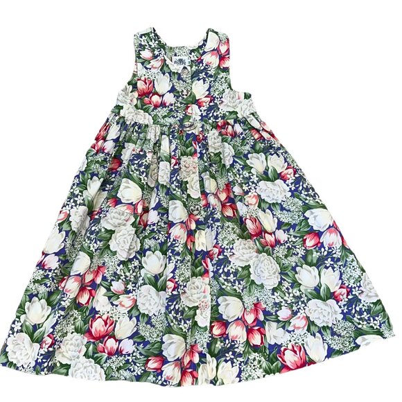 Dogwood Lane Vintage Floral Prairie Dress Sleeveless 6X - Picture 1 of 7